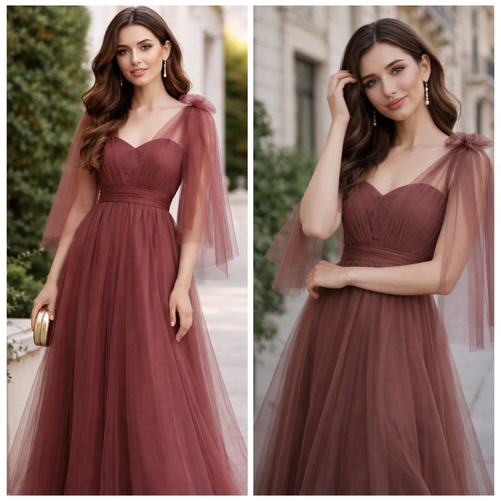 Jenny Yoo Annabelle Cinnamon Tulle Maxi Bridesmaid Dress Size 0 NWT